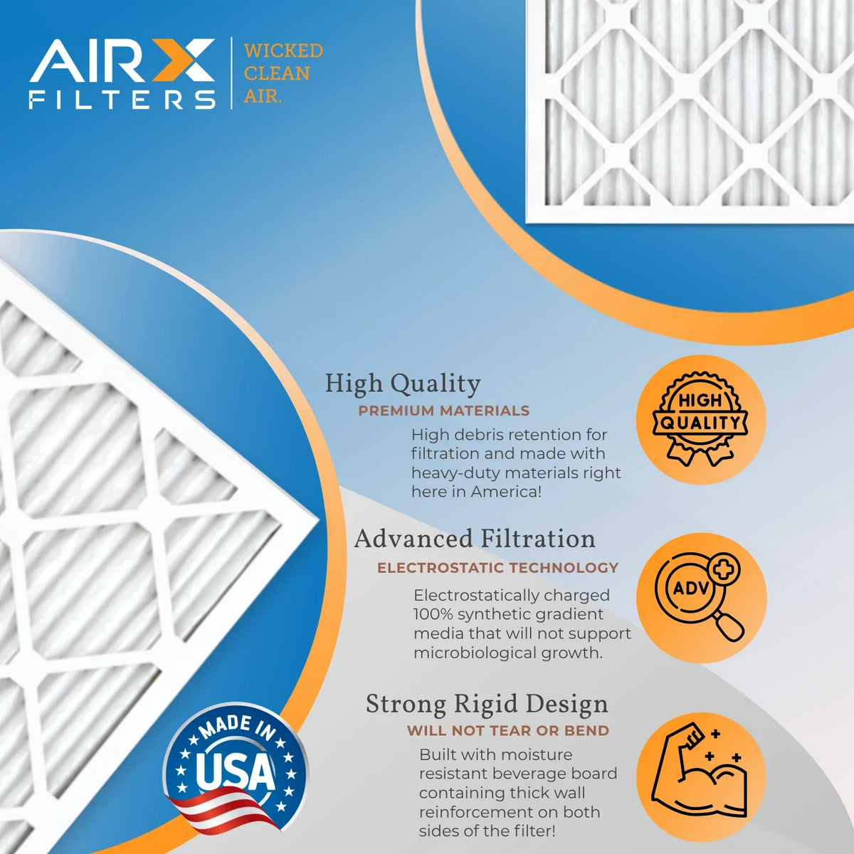 8 FPR FILTERS 700 Made Air MPR Furnace Pack MERV Comparable 12 AIRX Filters 24x30x1 WICKED - 5 to of CLEAN AIR. Rating, by in & Filter USA