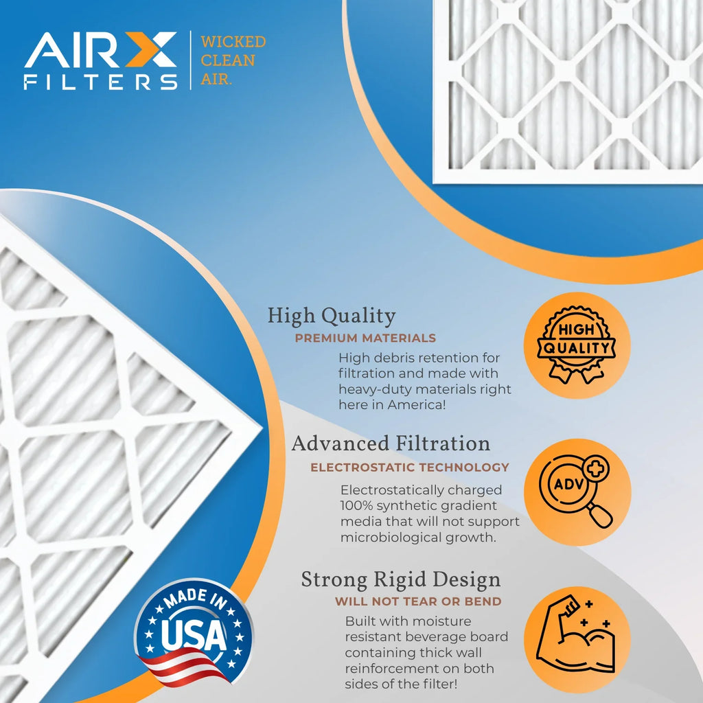 Furnace 7 by MERV Filter Conditioner MPR AIR. Air 24x24x2 1000, MPR Pleated Comparable CLEAN & Filter 6 FPR 11 Electrostatic USA Pack 1200 to Premium FILTERS 24x24x2 AIRX WICKED Filters HVAC Made Air