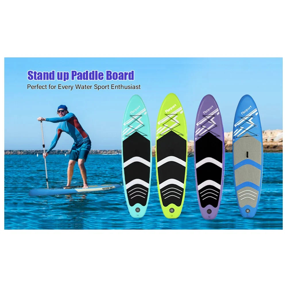 Stand 10 Non-Slip with Inflatable Paddle Green Standing Ft. Bag, Carry Brushed Stance, Board up FBsport Wide Boat, Complete Control, Thickening Deck, and Surf Accessories