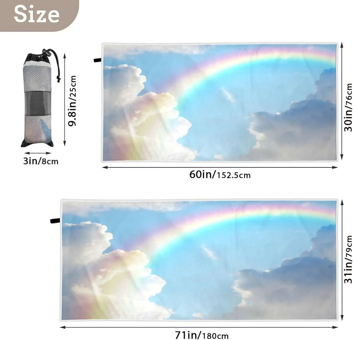 Swimming Rainbow Compact Bestwell - Beach Camping for Quick Towel Oversized Absorbent Travel Super Beautiful Dry Towels Lightweight Holiday（282） Towel -