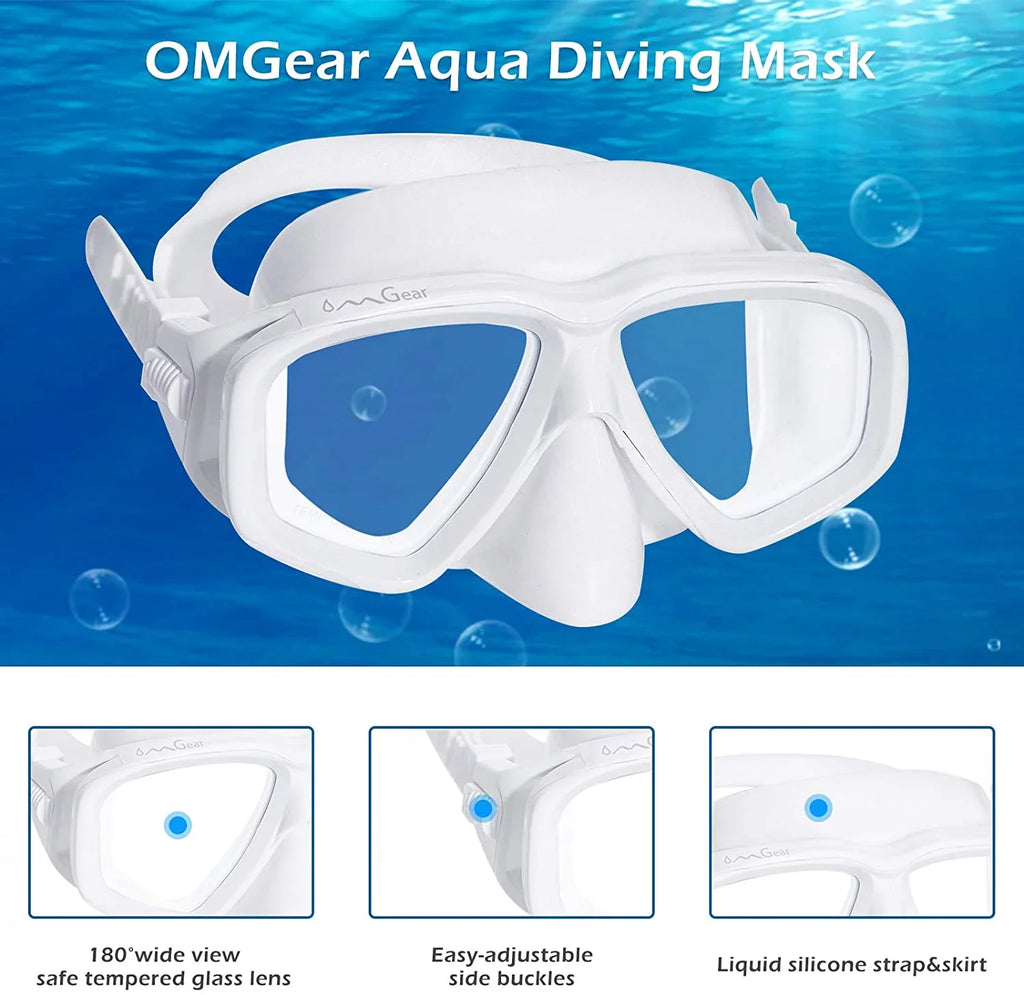 Swim Junior Scuba Swimming Snorkeling Dive Neoprene Nose Snorkel Mask Diving Mask with Resistance Gear for Strap Impact Goggles Cover Adult OMGear Goggles Spearfishing