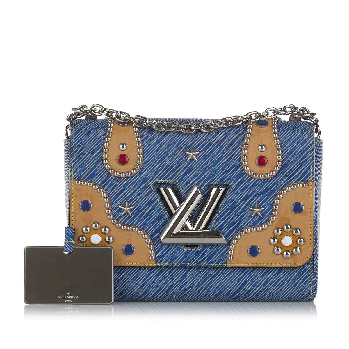 Epi Twist MM Bag Authenticated Blue Studded Crossbody Leather (Good) Louis Pre-Owned Vuitton Unisex