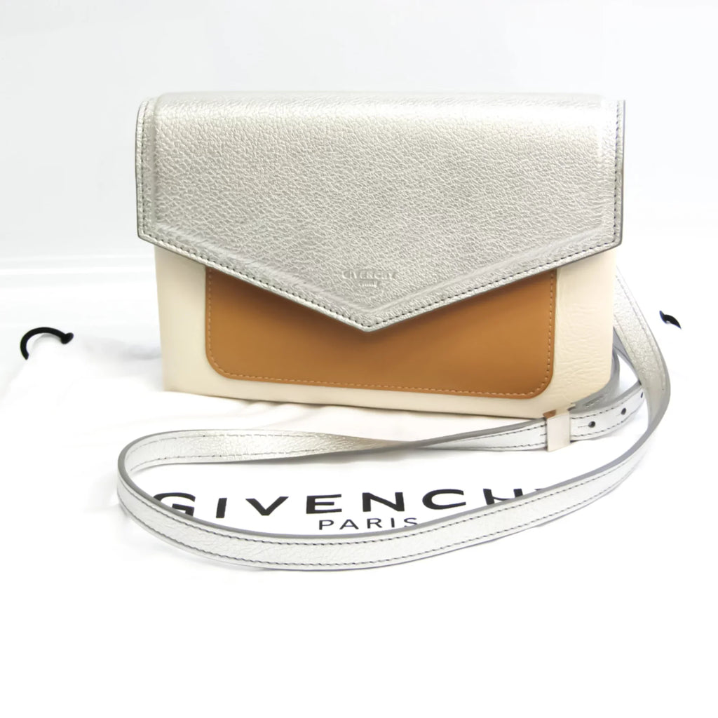 Women's Shoulder Pre-Owned (Good) Givenchy Beige,Silver BB500VB01C Duetto Leather Bag